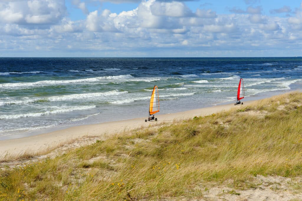 Land sailing on the a beach